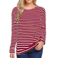 thumbnail image 1 of WEAIXIMIUNG T-Shirt Décontracté à Manches Longues et Col Rond pour Femmes, Confortable, à Rayures Imprimées, Légèrement Élastique, pour la Saint-Valentin, 1 of 7