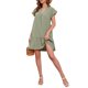 thumbnail image 4 of SAYOO Vestido de manga corta para mujer, vestido de ajuste holgado con dobladillo con volantes y cuello en V de color sólido, ropa informal simple y elegante de una pieza SAYOO  S M L XL XXL, 4 of 8