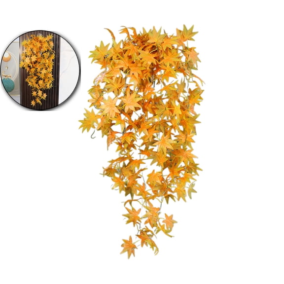 VQPeo Artificial Maple Leaf Garland, Thanksgiving Wall Hanging Decor(Orange)