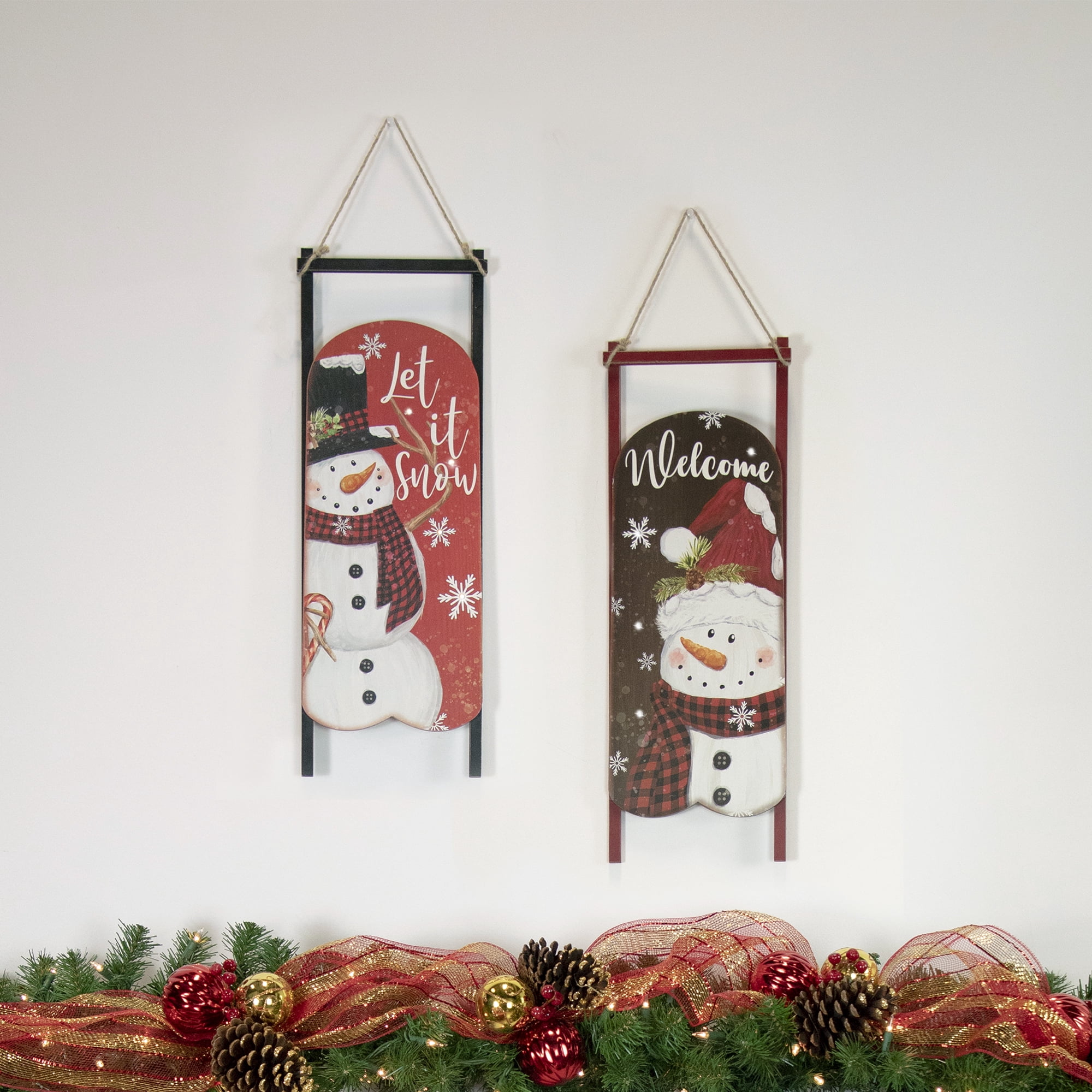 Northlight 21.75" LED Lighted 'Welcome' Snowman Sled Christmas Wall Sign