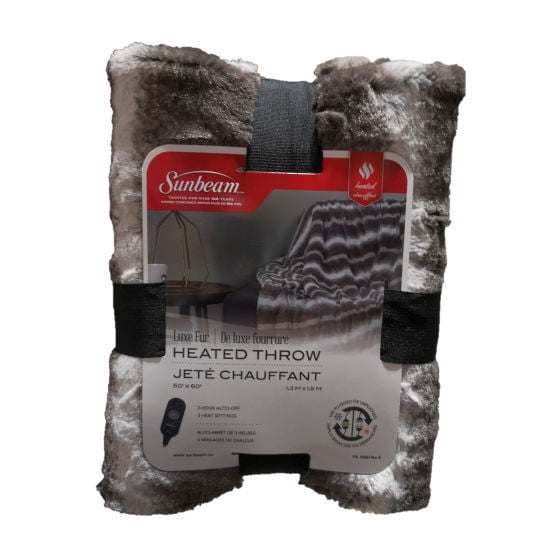 Sunbeam Heated Throw Luxury Faux Fur 50 x60 Walmart