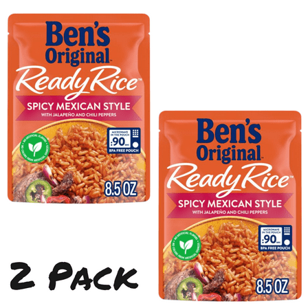 ( 2 Pack ) Ben's Original Ready Rice Spicy Mexican, With JalaPeno and Chili Peppers, 8.5 oz Pouch