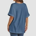 thumbnail image 5 of Womens Oversized Crewneck Short Sleeve T-Shirt - 60% Polyester Blend, Rolled Sleeves Design, Casual Basic Top for Summer Daily Wear, 5 of 6