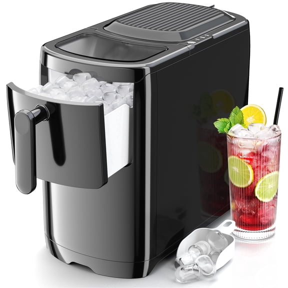 Auseo Portable Ice Maker Countertop, 18lbs/24H,  6Pcs/6Mins, Self-Cleaning, for Home/Office/Party, Black