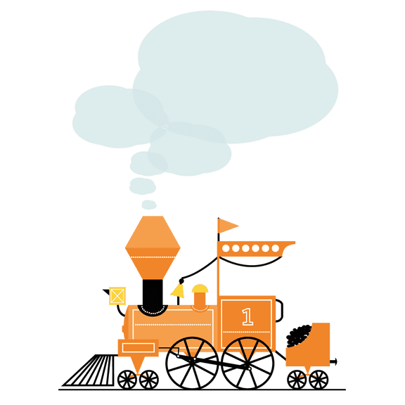 Adhesive Vinyl Kids Playroom Bedroom 20" x 26" Orange Mini Train Steam Locomotive Wall Decoration Children's Toy Art Design Removable Home Wall Decal Sticker