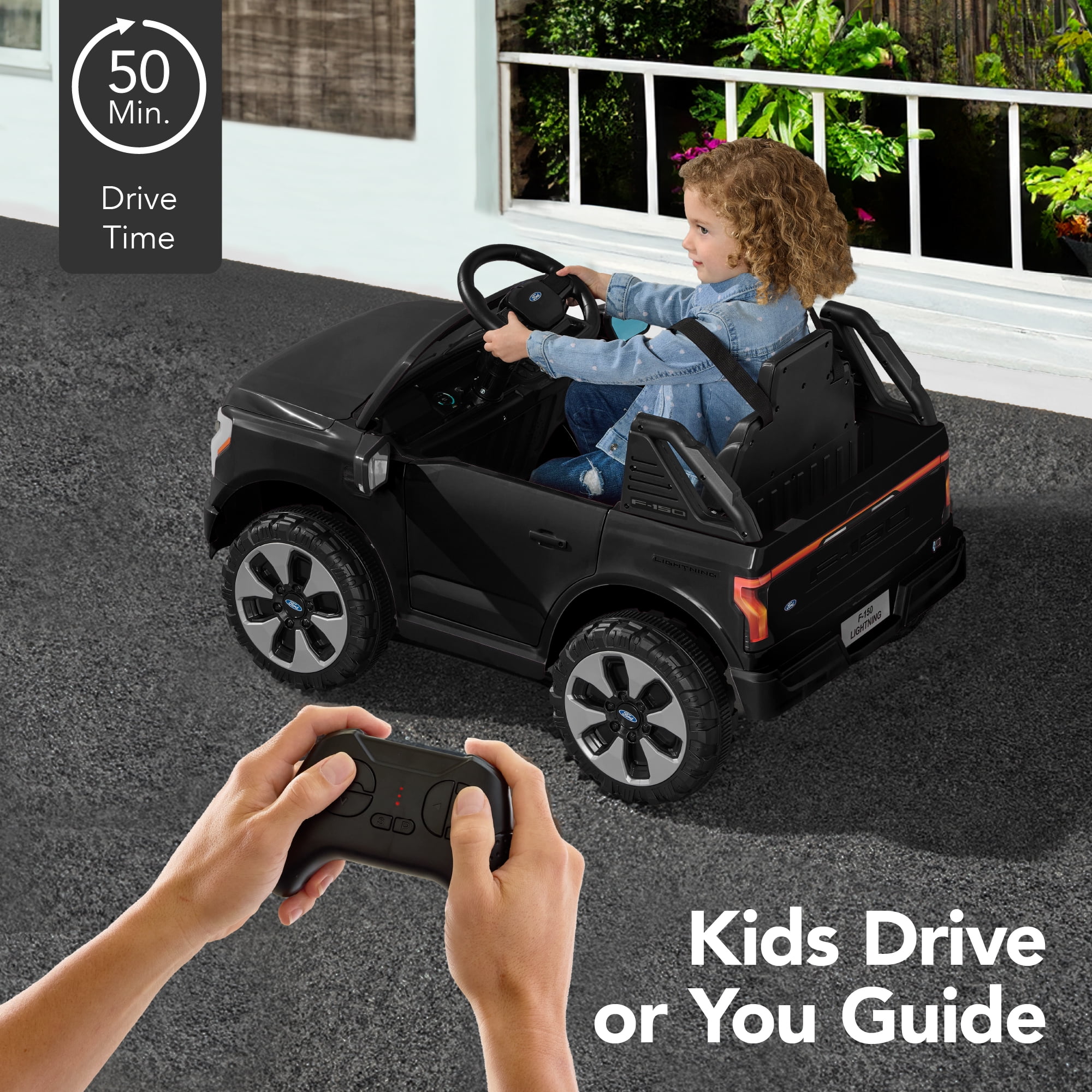 Best Choice Products Kids 12V Ride On Car Officially Licensed Ford Lightning Truck w/ Remote, LED Lights - Black