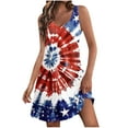 thumbnail image 2 of ZHUGeLI 4th of July Outfits for Women, Women's Casual With Pockets Summer Floral Print Dress V-Neck Mini Dresses, American Flag Patriotic Outfits Up to 50% off, 2 of 7