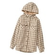 thumbnail image 3 of Lovskoo Women's Fleece Plaid Jacket Coats Flannel Long Sleeve Hooded Shirts Winter Thick Warm Button Pocket Coat Khaki, 3 of 4