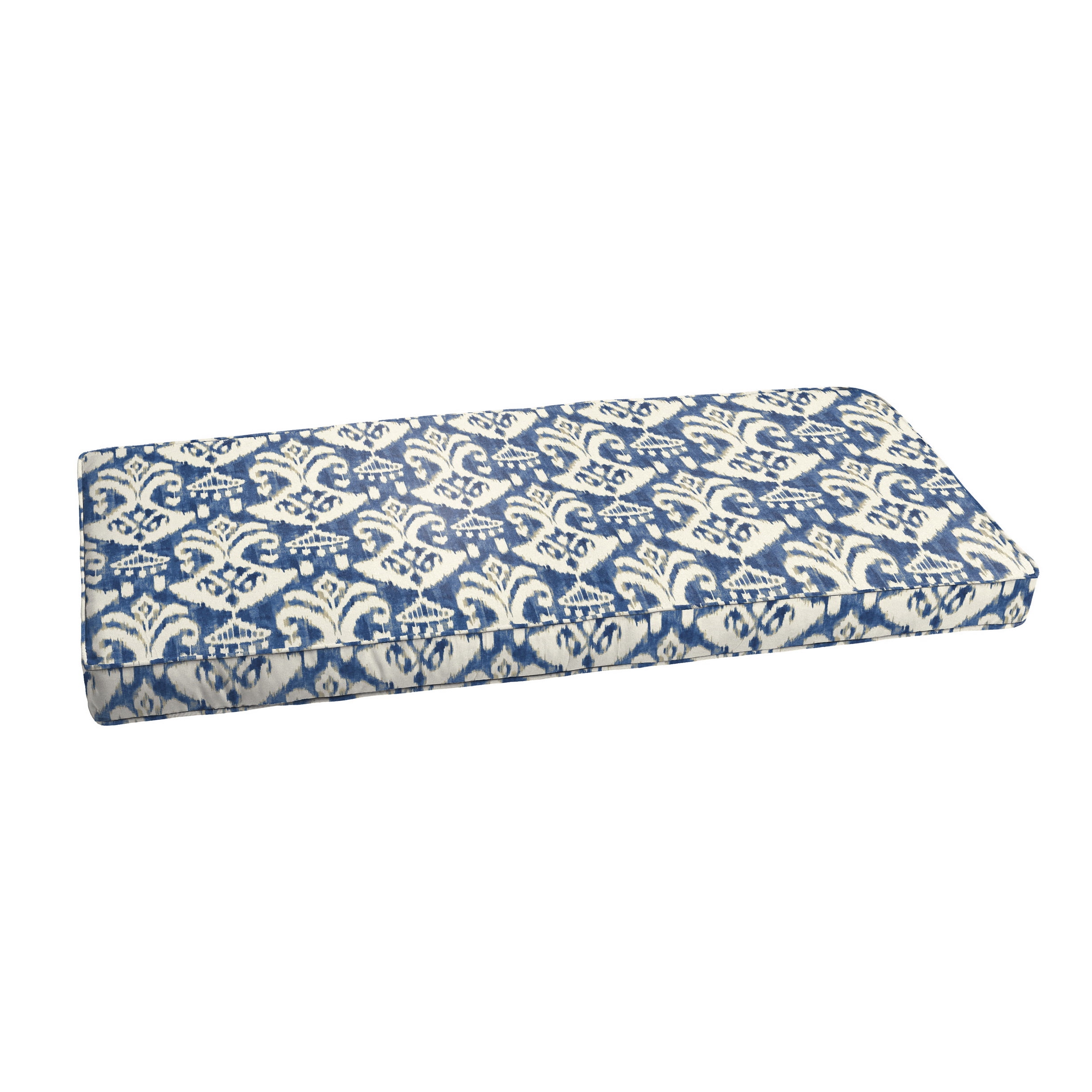 Indigo and Cream Indoor/Outdoor Bench Cushion, Corded