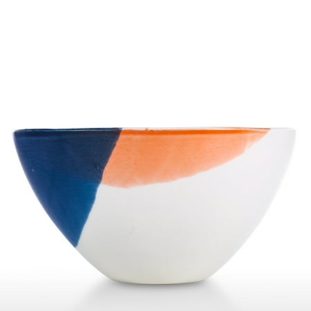 

Docooler Porcelain Serving Bowl Soup Noodle Bowl Elegant White Orange Blue Elegant Home Decor