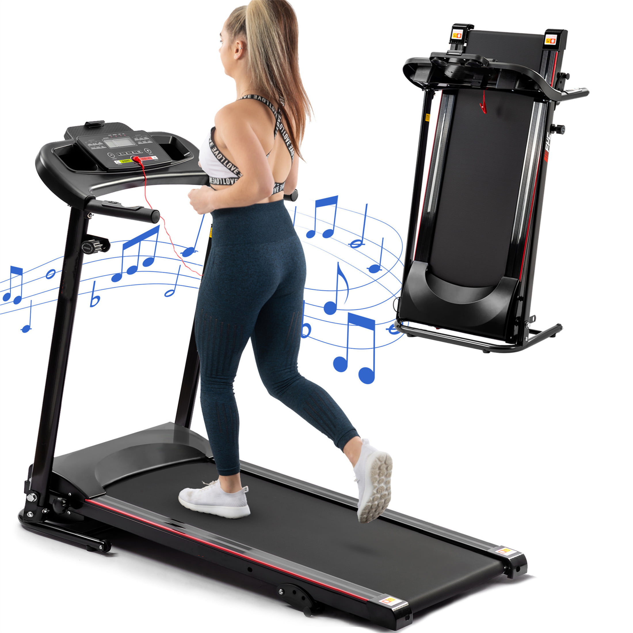 Folding Treadmill 300 LB Capacity Folding Treadmill with Incline Electric Treadmills for Home with LCD Monitor 