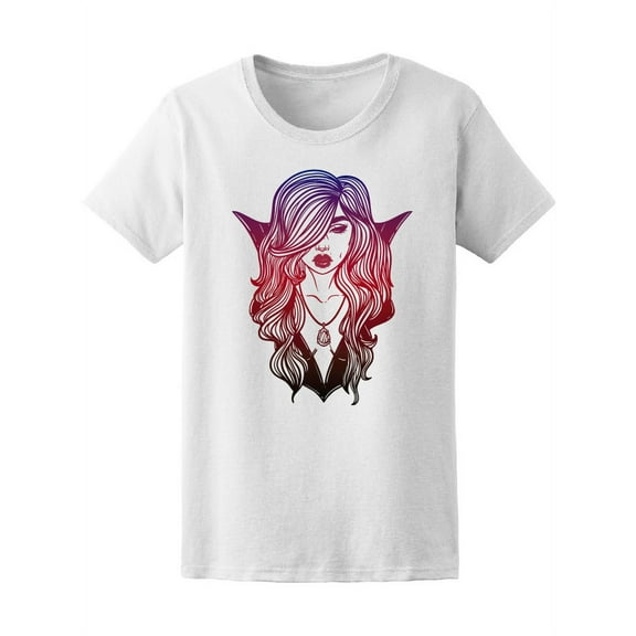 Grunge Watercolor Vampire Lady T-Shirt Women -Image by Shutterstock, Female Medium