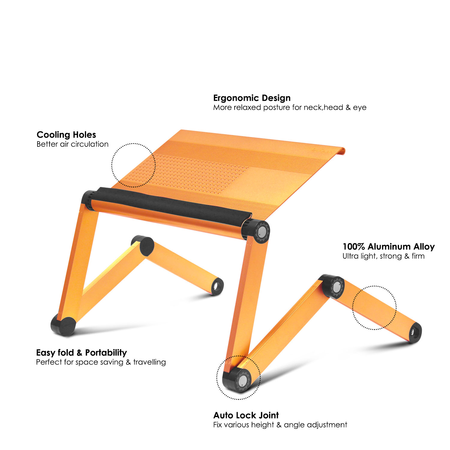 Furinno A6 Ergonomics Aluminum Vented Adjustable Laptop Desk