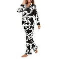 thumbnail image 2 of SEANATIVE Cow Print Womens Button Up Pajama Sets Size M Long Sleeve Women Pajamas Womens Button Up Pajamas Set of 2 Ladies Fall Winter Loungewear Set Jogger Outfits, 2 of 7
