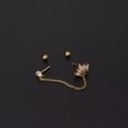 thumbnail image 6 of GKNET Double Lobe Piercing Earring Chain Studs For Two Holes Silver Golden Pin Jewelry-1 silver, 6 of 9