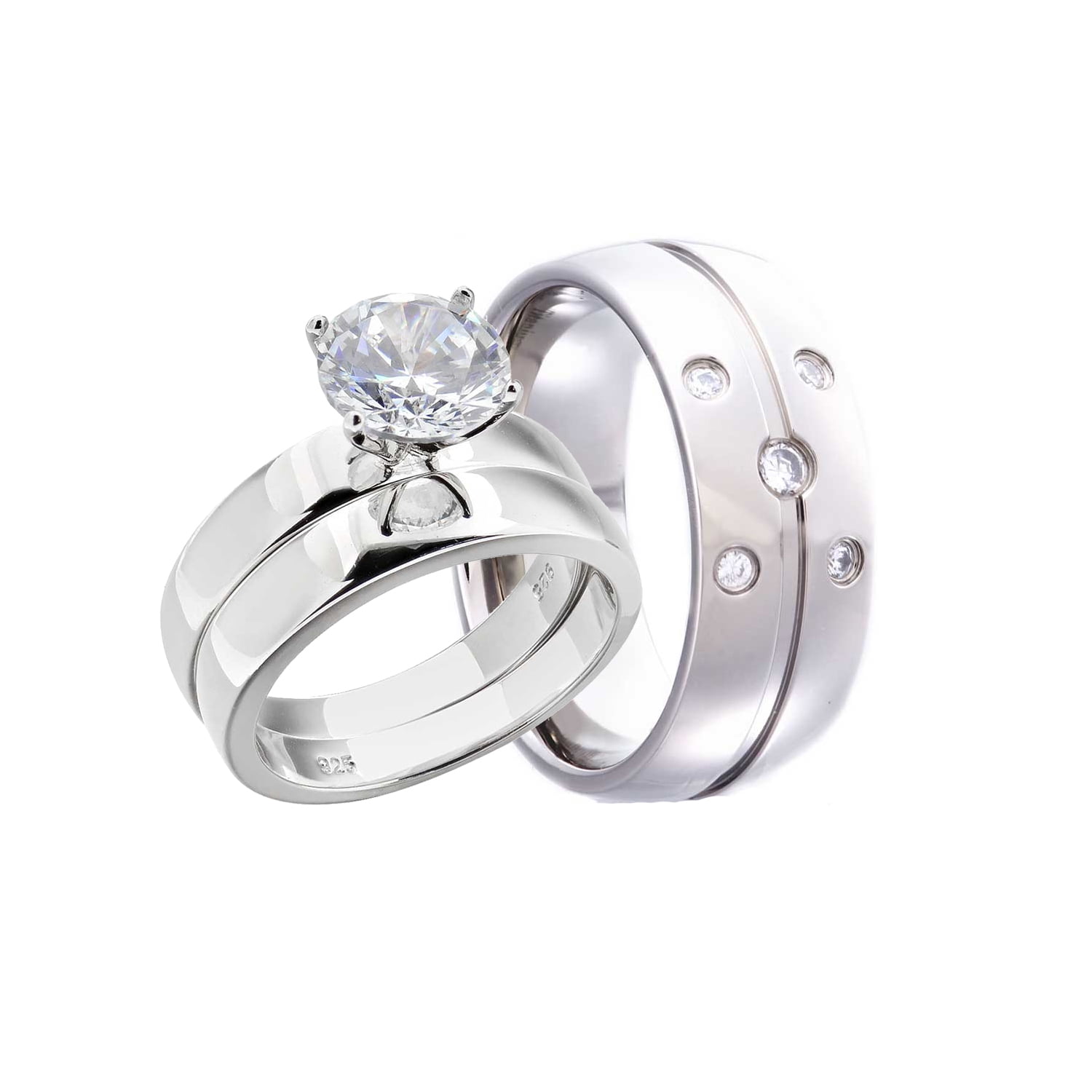 1 Carat Round Cubic Zirconia Titanium Ring Women/'s Wedding//Engagement Band