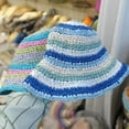 thumbnail image 3 of SikaFu Mint Manbo Striped Woven Large Brimmed Straw Hat For Women In Summer, Hollowed Out Seaside Vacation Beach, Sun Protection, Fisherman Hat Trend, 3 of 7