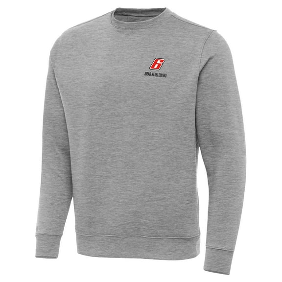 Men's-Antigua Heather Gray Brad Keselowski Victory Pullover Sweatshirt