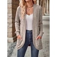 thumbnail image 6 of Women'S Long Cardigan, Autumn and Winter Long Sleeve Front Open Sweater with Pockets Apricot XL, 6 of 8