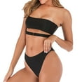 thumbnail image 2 of HAWEE Maillots de Bain pour Femmes Rehausseur Taille Haute String 2 Pcs Bikini Imprimé Ensemble, 2 of 5