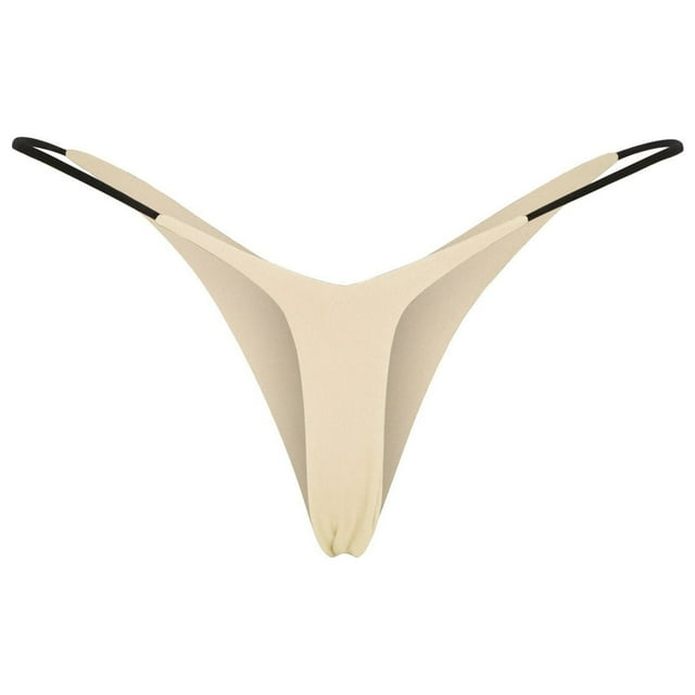 Charmgo String pour Femmes Taille Basse String Chaud pour Femmes Taille Basse Culottes Bikini à Double Couche String Léopard g-String Strings pour Femmes Beige G