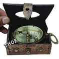 thumbnail image 4 of Brass Push Button Poem Compass Dollond london with Handmade Leather Case, 4 of 5