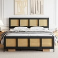 thumbnail image 6 of King Size Rattan Bed Frame with Headboard, Black Boho Cane Platform Bed Frame with Strong Metal Slat, Noise Free, No Box Spring Needed, 6 of 7