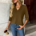 thumbnail image 2 of Wensltd Women's Long Sleeve Shirt Button-Up V-Neck Solid Color Spring Fall Top for Office Work, 2 of 7