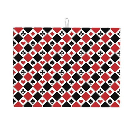 

Xecao Playing Cards Patten Drying Mat Dish Drying Mats for Kitchen Counter Super Absorbent Dish Drying Pads 18×24 Inch