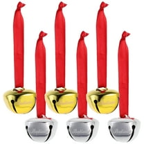 OUNONA Set of 6 Christmas Believe Bell Pendants, Holiday Hanging Bells for Christmas Tree Decoration and Festive Home Decor