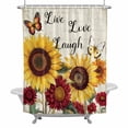 thumbnail image 2 of Sunflower Butterfly Shower Curtain for Bathroom Decor, Yellow Red Floral Waterproof Fabric Shower Curtain, 72"x78" Set with 12 Hooks, 2 of 9
