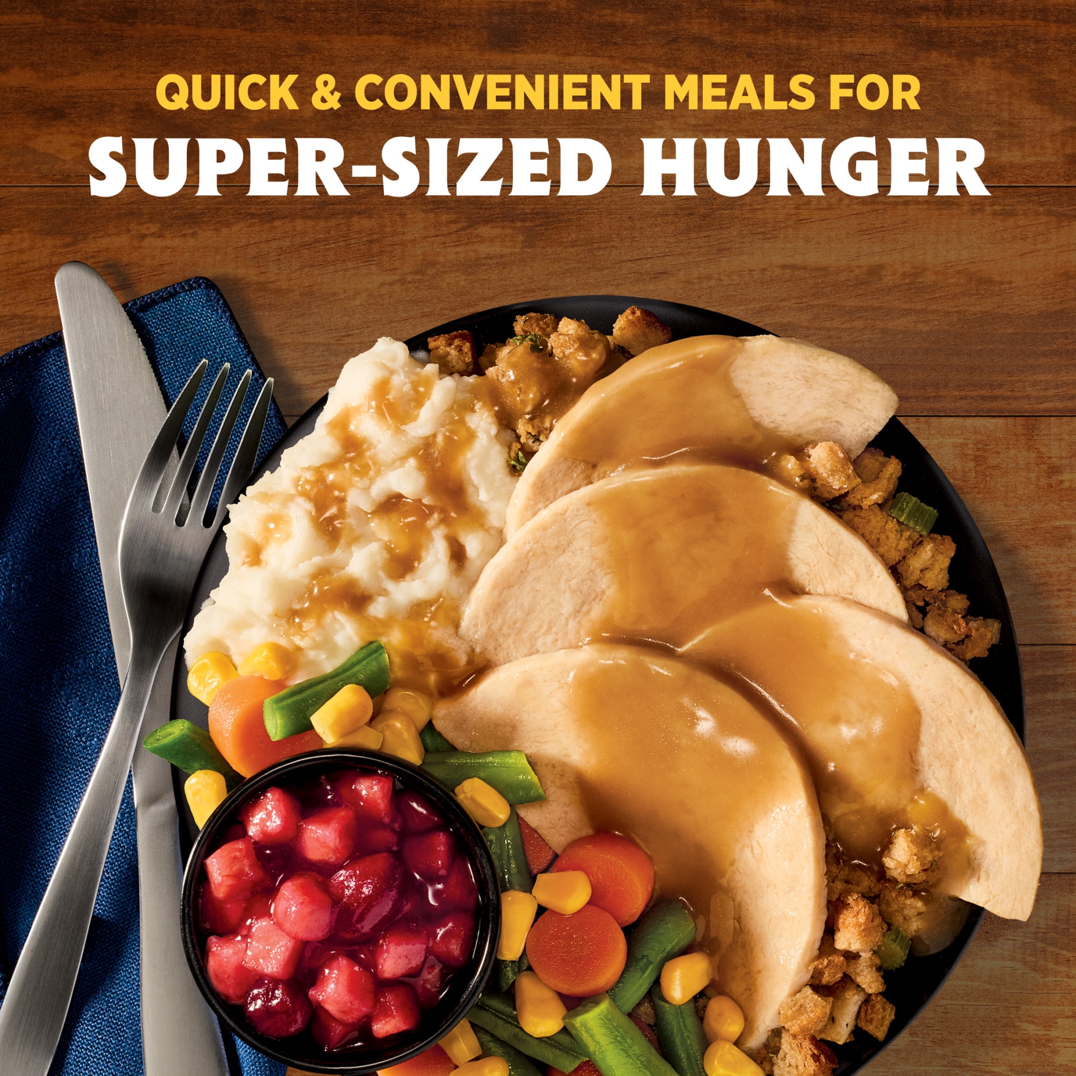 Hungry-Man Carved White Meat Roasted Turkey, 16g of Protein, 4g of Fiber, Frozen Meal, 16 oz