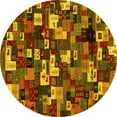 thumbnail image 1 of Ahgly Company Indoor Round Abstract Yellow Contemporary Area Rugs, 4' Round, 1 of 4