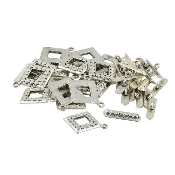 Luzkey 3x20 Sets Alloy Square OT Toggle Clasps Bar Jewelry Making Findings Connectors 3 Pcs