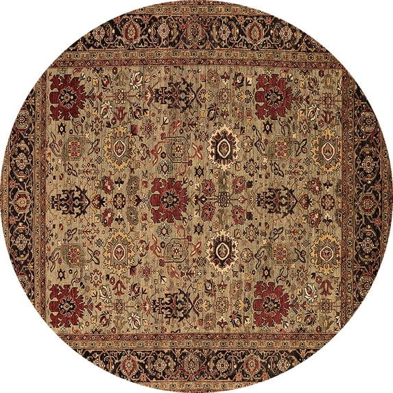 Ahgly Company Indoor Round Oriental Brown Industrial Area Rugs, 6' Round