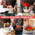 thumbnail image 6 of 8 Piece Silicone Cooking Utensils Set, Red Kitchen Utensils with Spatula,Turner, Slotted Spoon, Pasta Server, Soup Ladle, Kitchen Gadgets Tools Sets for Non-Stick Cookware, 6 of 7