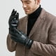 thumbnail image 2 of Guantes de invierno para hombre de piel sintética, cálidos, de lana, resistentes al viento y al frío, antideslizantes, pantalla táctil, conducción al aire libre, camping (negro) JM, 2 of 5