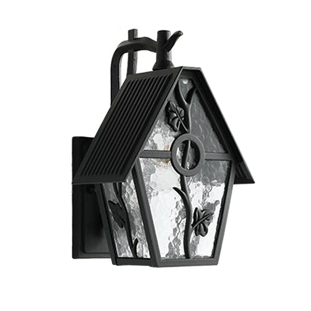 Outdoor Wall Light Fixtures Black 15" H Exterior Wall Lantern Waterproof Vintage Outside Lighting Sconce Wall Mount Porch Lights w/Glass Shade for House, Garage