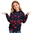 thumbnail image 3 of Hombro Frío Tops Niñas Día de San Valentín Impreso Manga Larga Sudadera con Capucha con Insertos de Hombro, Manga Larga Top, 3 of 6