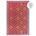 thumbnail image 4 of Fab Habitat Outdoor Rug - Waterproof, Fade Resistant, Crease-Free - Premium Recycled Plastic - Vintage Boho Kilim - Large Patio, Deck, Sunroom, Camping, RV - Lhasa - Orange & Violet - 6 x 9 ft, 4 of 10