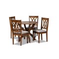 thumbnail image 1 of Juego de comedor Baxton Studio April 5 piezas tapizado en tela gris y madera acabado marrón nogal, 1 of 2
