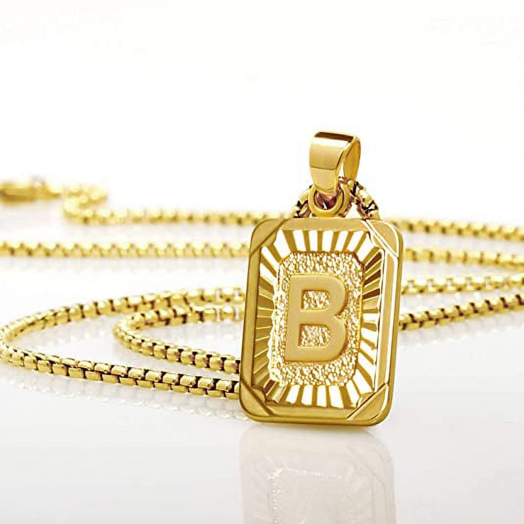 26 Letters Square Charm Pendant Letter Necklace for Women Men Gold Silver  Color Square Alphabet Charm Box Link Chain Couple Jewelry | Wish