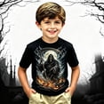 thumbnail image 2 of YAYUBA Boys T Shirts Crewneck Graphic Print Back To School Short Sleeve T Shirts Loose Summer Tops Preppy Tee for Boys & Girls Size 8-9 Years, Black, 2 of 4