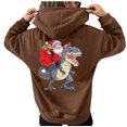 thumbnail image 1 of Mujer Otoño Invierno Navidad Color bloque dinosaurio linterna estampado cuello en V manga larga con capucha Tops pulóver blusa Fridja FKASFK3454, 1 of 4