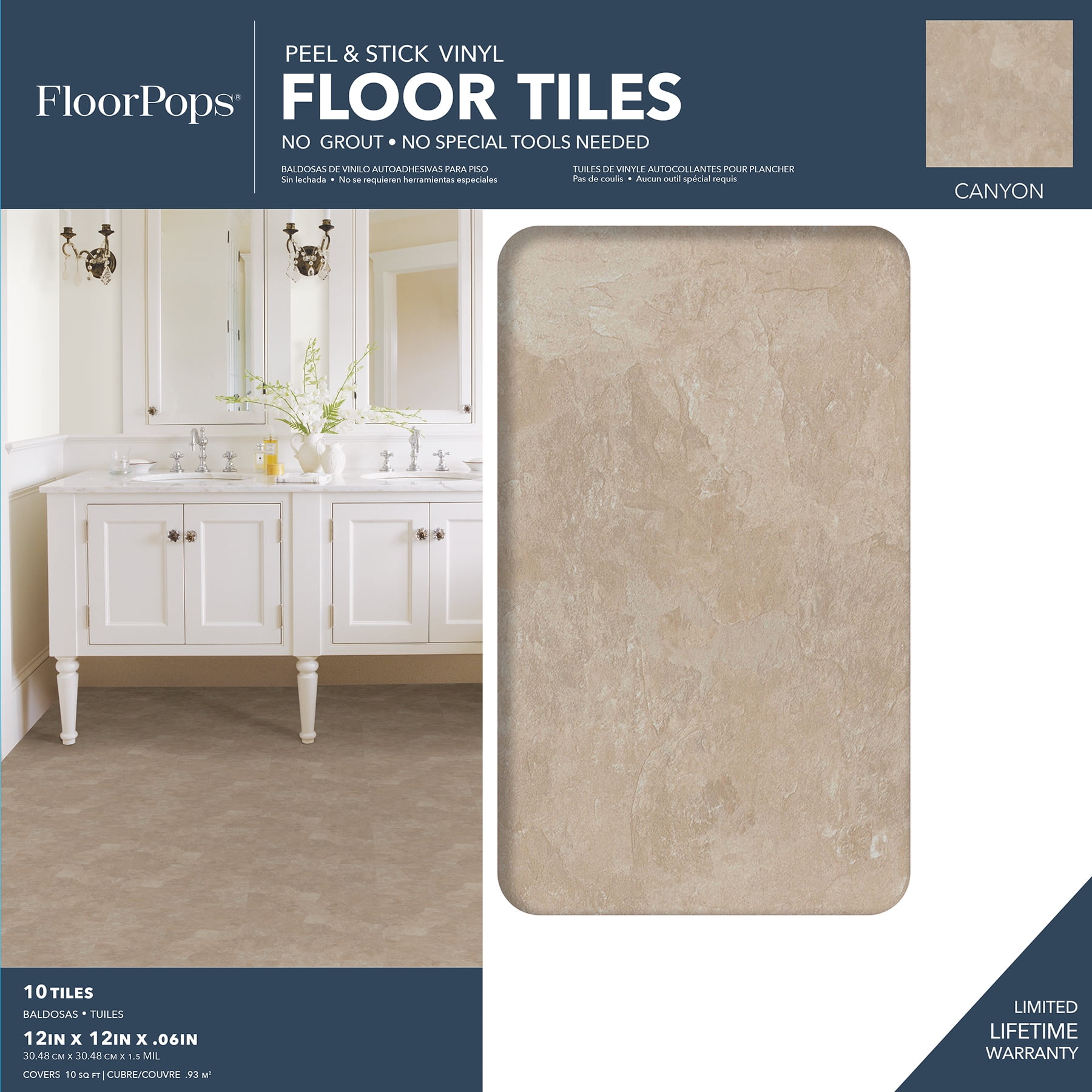 FloorPops Canyon 12 in. x 12 in. Peel and Stick Virgin Vinyl Floor Tiles (10-Pack)