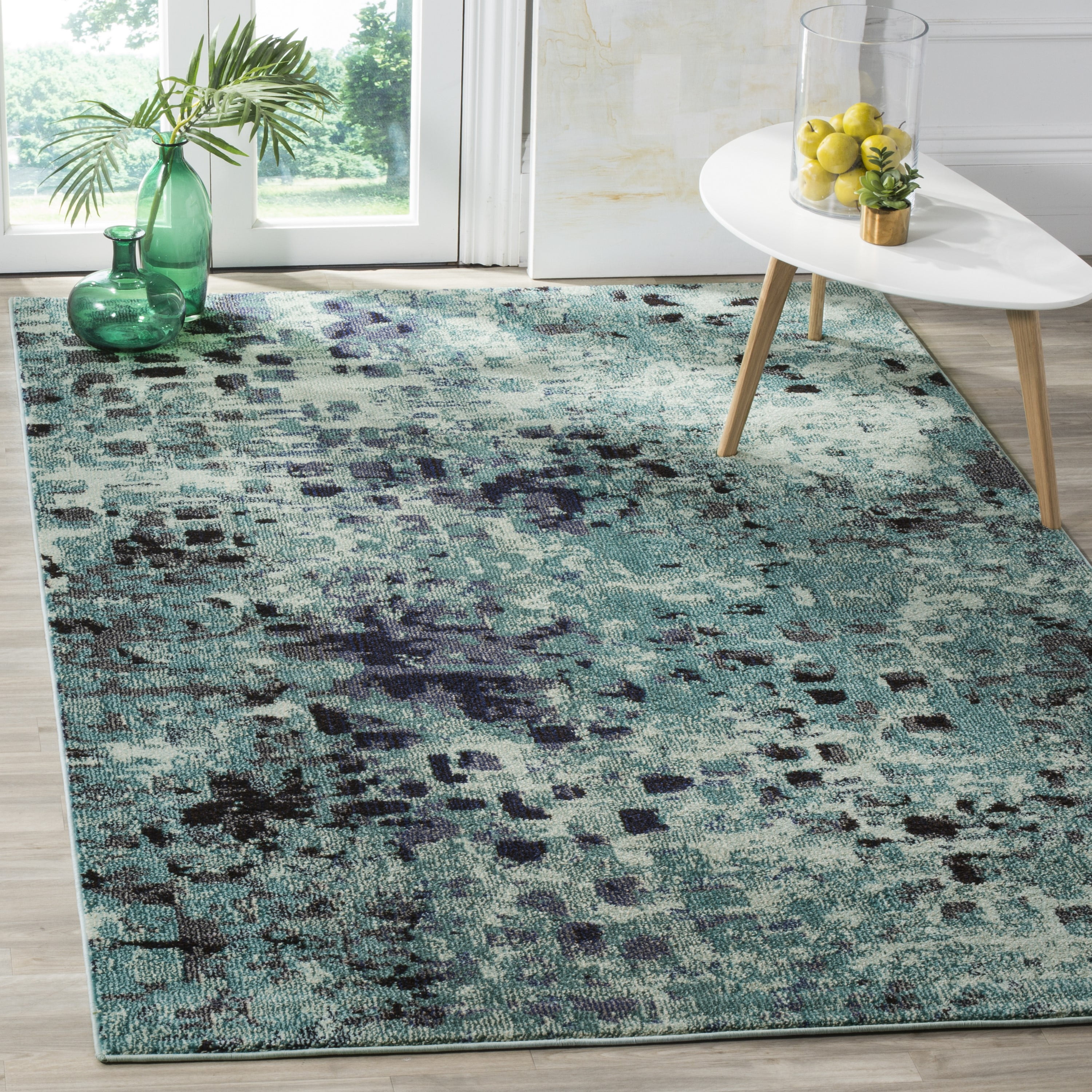 SAFAVIEH Monaco Driskoll Abstract Area Rug, Light Blue/Multi, 4' x 5'7"
