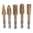 thumbnail image 1 of 5pcs 1/4" Shank Double Cut Rotary File Set for Woodworking Grinding Carving, 1 of 1