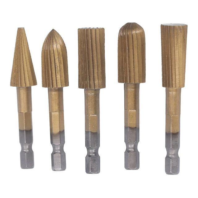 5pcs 1/4" Shank Double Cut Rotary File Set for Woodworking Grinding Carving