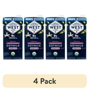 (4 pack) West Life Organic Unsweetened Vanilla Soymilk, Shelf-Stable, 32 fl oz