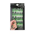 thumbnail image 1 of Halloween Expressions 24pc Self-Adhesive Press-on Nails - Black w/ Green Slime, 1 of 5